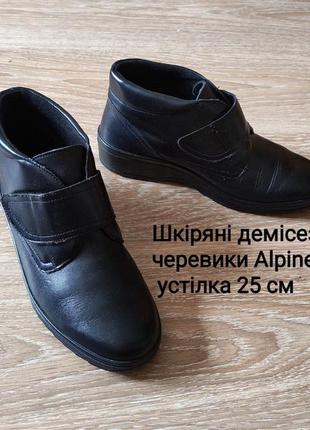 Шкіряні демі черевики на мікрофлісі alpine ботінки шкіряні