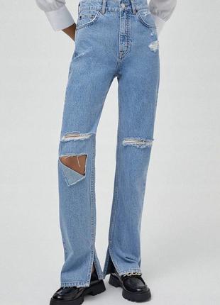 Нові трендові джинси pull&bear з розрізами на високий зріст3 фото