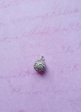 Серебр подвес шар без пробы с камнями цирконий фионит