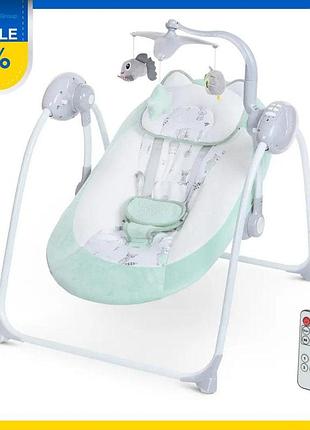 Kr дитячі гойдалки-шезлонг el camino teddy me 1075 з музикою, на радіокеруванні м'ятний