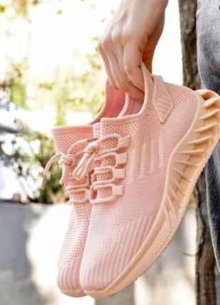М'які текстильні легкі кросівки світлі пудра рожеві персикові1 фото