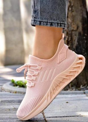 М'які текстильні легкі кросівки світлі пудра рожеві персикові6 фото