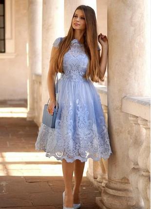 Chi chi london платье, платье, пышное, объемное, фатин, органза, нарядное, зефирка,небесного цвета, кружево, батал, внликового размера