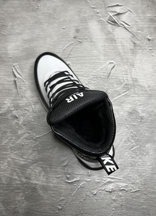Зимние мужские ботинки nike кожаные черно белые люкс качество9 фото
