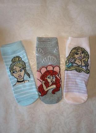 Набір 3 шт класнючі шкарпетки для дівчинки принцеси 23-26 розмір 7887