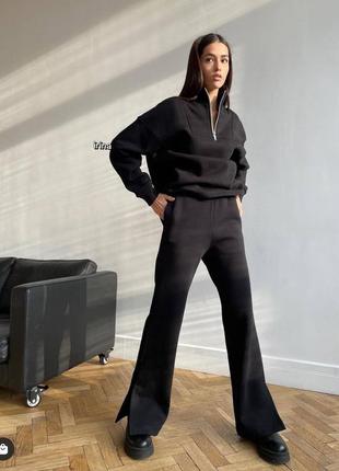 🎨6! шикарный спортивный черный костюм женский, брючный спортивный