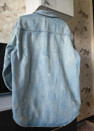 Варена джинсова куртка рубашка сорочка trf з плямами фарби вітровка xs s m zara9 фото