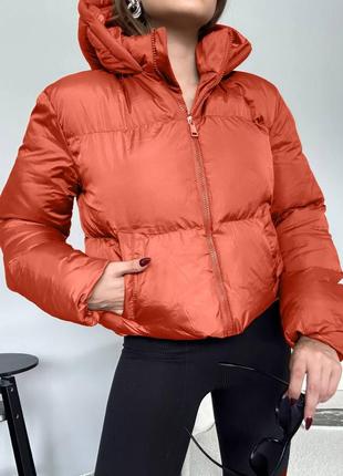 🎨3! шикарная теплая женская стеганая куртка кирпичная кирпичная кирпичная женская теплая3 фото