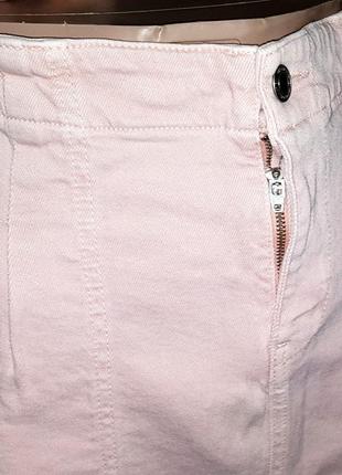 Нежно розовая джинсовая юбка m&amp;s 10-38 состояние отлично 99%котон 1%эластан вся 66см талия 40-43см бе2 фото