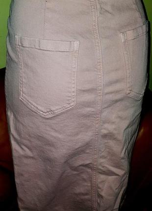 Нежно розовая джинсовая юбка m&amp;s 10-38 состояние отлично 99%котон 1%эластан вся 66см талия 40-43см бе5 фото