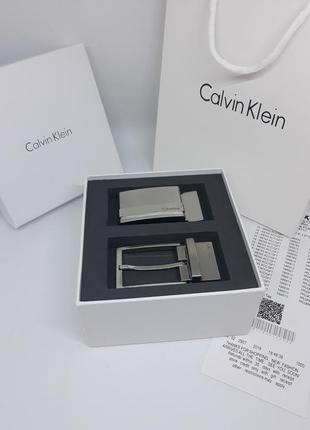 Чоловічий подарунковий набір ремінь чорний коричневий двосторонній дві пряжки