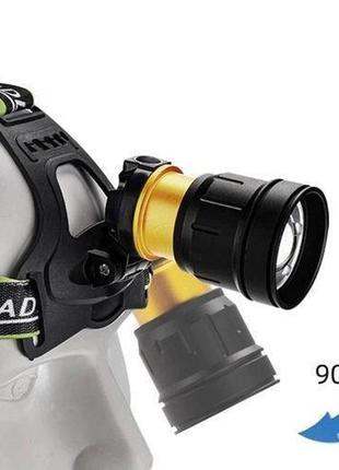 Налобний ліхтарик bailong bl-a12-3-p90, 3+1 режим, zoom, алюміній, водостійкий, ударостійкий, gh-921 акумулятор 3*18650
