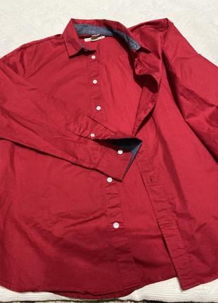 Сорочка чоловіча червона рубашка вишнева сорочка підліткова хлопкова сорочка h&m- s,m8 фото