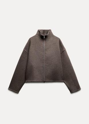Куртка жіноча вовняна коричнева zara new6 фото