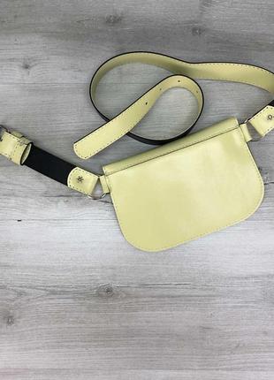 Жіноча сумка на пояс жовта сумка на пояс поясний клатч поясна сумка через плече2 фото