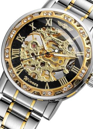 Механические часы winner naturale, мужские, с автоподзаводом, skeleton, защита от дождя device clock5 фото