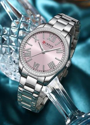 Женские часы curren silvia, классические, круглые, металические, quartz, минеральный, d c4 фото