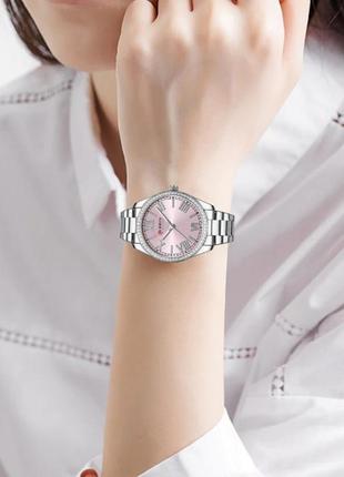 Женские часы curren silvia, классические, круглые, металические, quartz, минеральный, d c9 фото