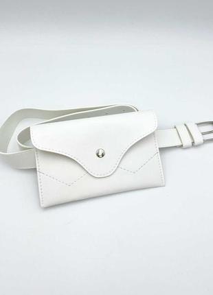 Женская сумка на пояс белая сумка на пояс пояс пояс поясная сумка поясной клатч конверт белый клатч на пояс1 фото