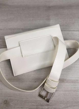 Белая сумка на пояс белая поясная сумка поясной клатч конверт белый клатч на пояс3 фото