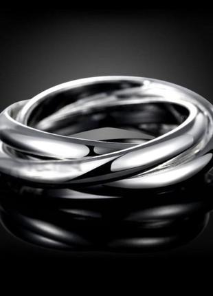 Стильное посеребрённое кольцо тройное, 18 и 19 р., 48021 фото