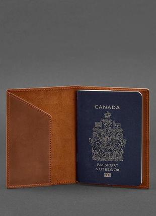 Шкіряна обкладинка для паспорта з канадським гербом світло-коричнева crazy horse2 фото