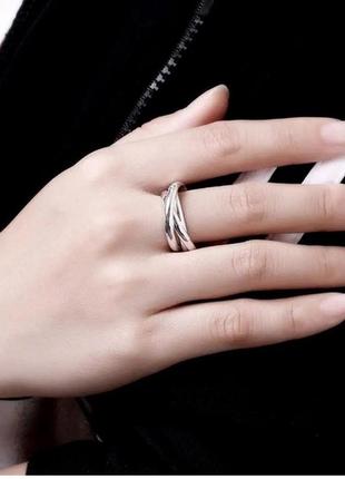 Стильное посеребрённое кольцо тройное, 18 и 19 р., 48024 фото