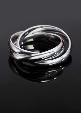 Стильное посеребрённое кольцо тройное, 18 и 19 р., 48022 фото