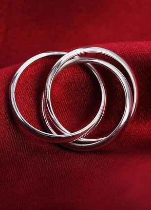 Стильное посеребрённое кольцо тройное, 18 и 19 р., 48025 фото