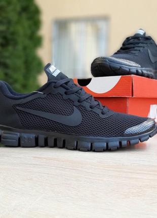 Чоловічі літні кросівки nike free run 3.0 чорні зі шнурками2 фото