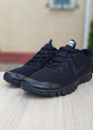 Чоловічі літні кросівки nike free run 3.0 чорні зі шнурками4 фото