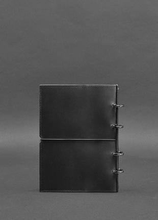 Шкіряний блокнот а5 на кільцях (софт-бук) 9.0 в м'якій чорній обкладинці5 фото