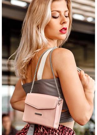 Жіноча шкіряна сумка поясна / кроссбоді mini рожева8 фото