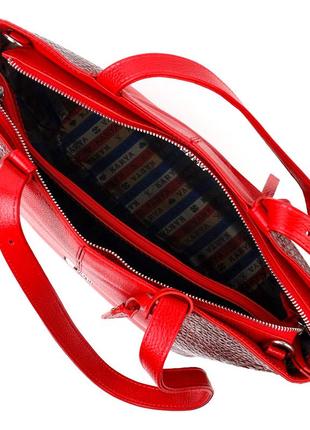 Деловая женская сумка с ручками karya 20875 кожаная красный4 фото