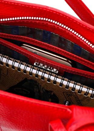 Деловая женская сумка с ручками karya 20875 кожаная красный6 фото