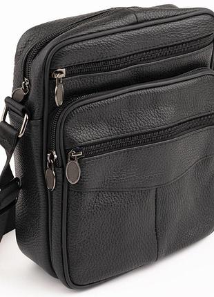 Сумка чоловіча на одне відділення зерниста vintage 20203 чорна