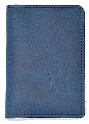 Шкіряна обкладинка на паспорт, військовий квиток tarwa rk-passp синя1 фото