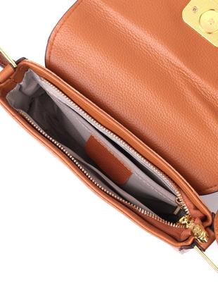 Модная сумка с жестким каркасом из натуральной кожи vintage 22390 коричневая5 фото