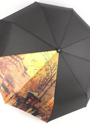 Женский зонт автомат на 9 спиц от фирмы susino, антишторм, черный8 фото