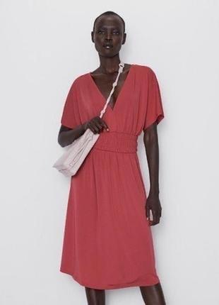 Zara платье миди с эластичным поясом4 фото