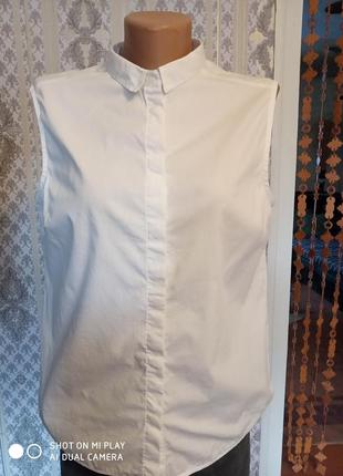 Классическая белая блузка без рукавов2 фото