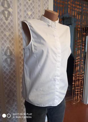 Классическая белая блузка без рукавов1 фото