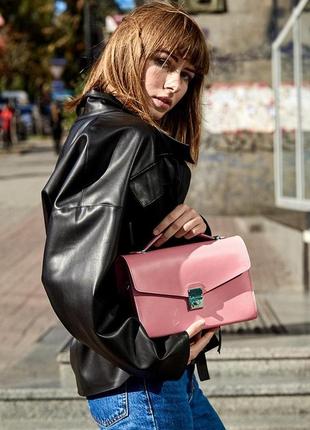 Жіноча шкіряна сумка-кроссбоді lola рожева