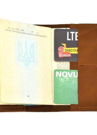 Шкіряна обкладинка на паспорт, військовий квиток tarwa rb-passp коньяк4 фото