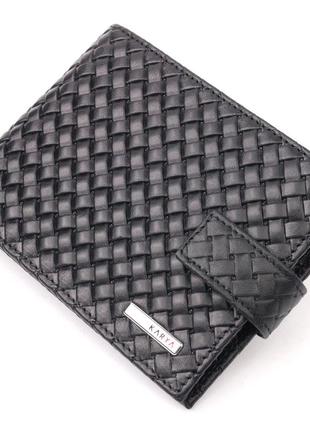 Плетений чоловічий гаманець із натуральної шкіри karya 21200 чорний