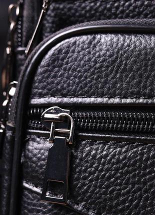Вместительная мужская сумка кожаная 21271 vintage черная10 фото