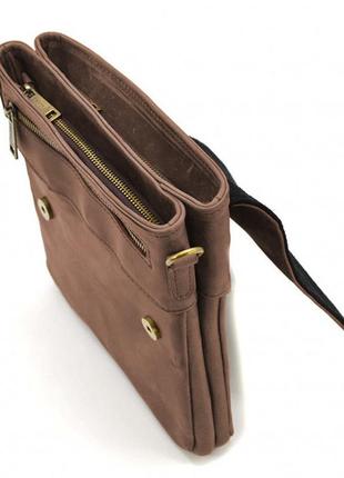 Мужская сумка через плечо rc-0022-4lx tarwa на 2 отделения кожа коричневая7 фото