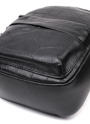 Компактний стильний рюкзак із натуральної шкіри vintage 22434 чорний3 фото