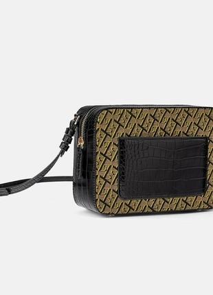 Zara animal print logo embossed crossbody bag сумка3 фото