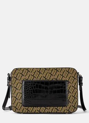 Zara animal print logo embossed crossbody bag сумка4 фото